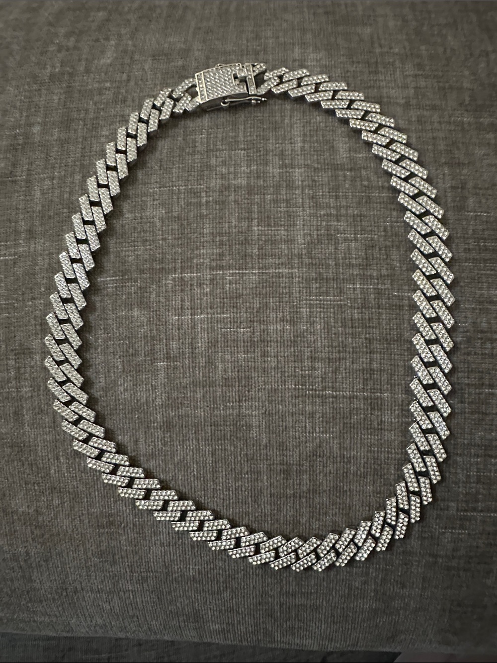 Silver Pave Cuban Link Necklace - Women's Jewelry
